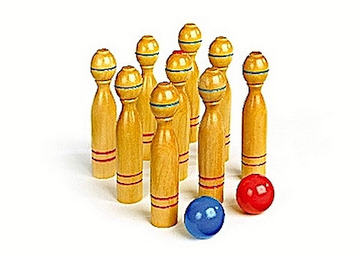 Wooden garden skittles game - garden,